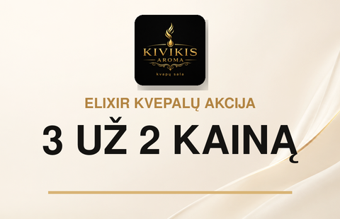 „Kivikis Aroma“ atidarymo akcija – 3 „Elixir“ kvepalai už 2 kainą!