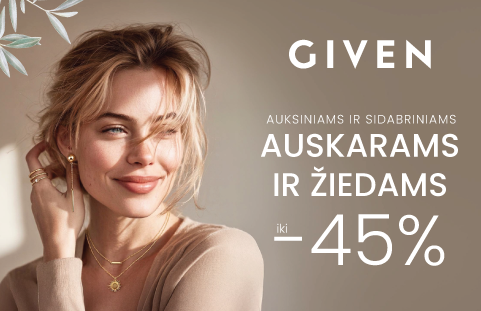 GIVEN žiedams ir auskarams iš aukso ir sidabro taikoma iki -45%.