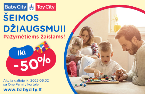 Šeimos džiaugsmui! Iki -50% pažymėtiems žaislams!