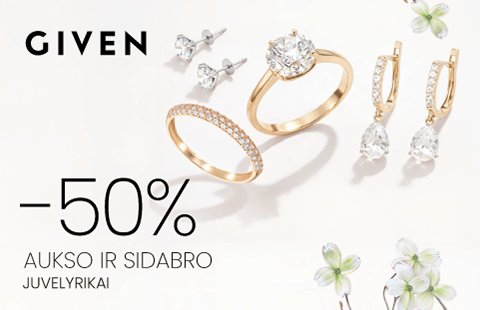 GIVEN -50 % aukso ir sidabro juvelyrikai