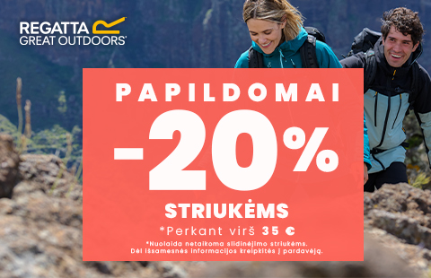 Papildomai nuolaida striukėms -20% perkant virš 35eur. Nuolaida netaikoma slidinėjimo striukėms.
