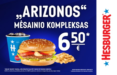 „Arizonos“ mėsainio kompleksas 6.50 Eur.*
