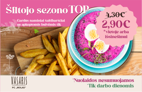 Gardūs naminiai šaltibarščiai su apkeptomis bulvėmis tik 2,90 Eur!