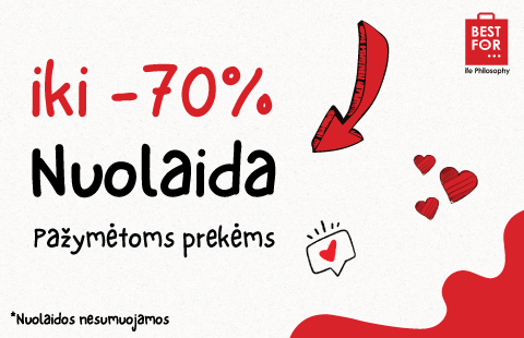 Iki -70% nuolaida pažymėtoms prekėms!